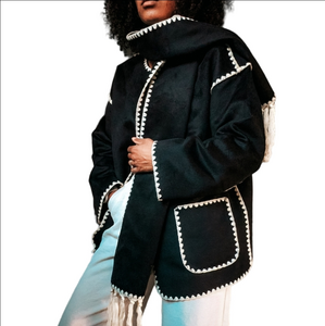 NWT Commense Contrast Trim Jacket With Matching Scarf